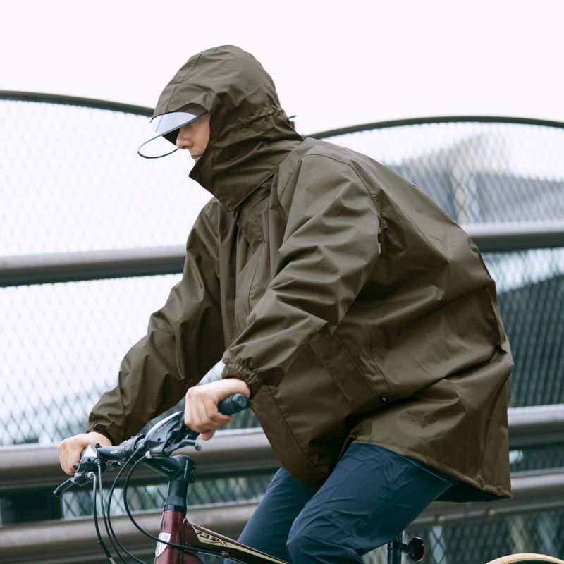 レインコート 蛍光シール付き メンズ レディース ポンチョ 自転車 リュック 帽
