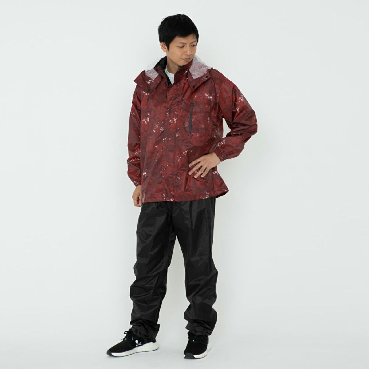 詳細：着用イメージ ペイント ジッパークローズ  ［男性モデルのサイズ］身長:174cm 着用サイズ：L