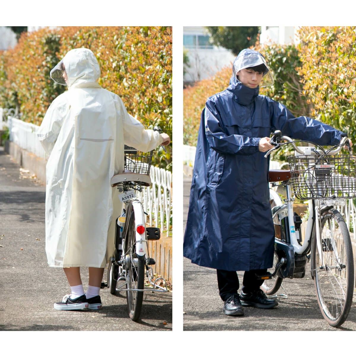 ［女子モデルのサイズ］身長:160cm 着用サイズ：115cm カラー:アイボリー ［男子モデルのサイズ］身長:161cm 着用サイズ：115cm カラー:ネイビー