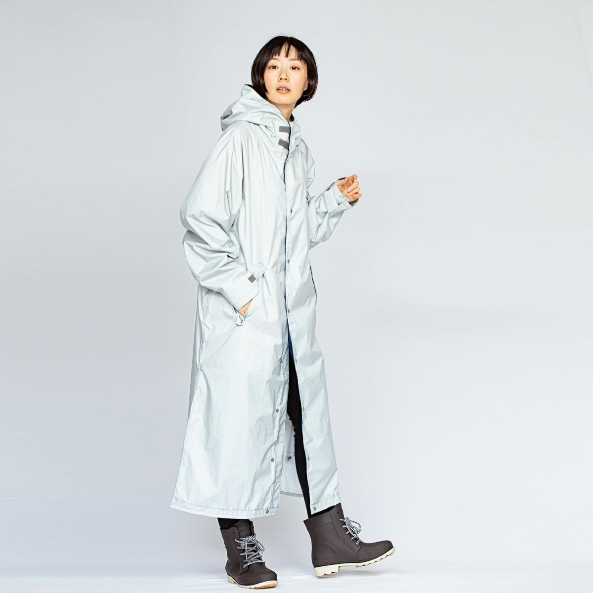 ［女性モデルのサイズ］身長:168cm 着用サイズ：L ／（長靴）6437 ピラルク レインブーツ