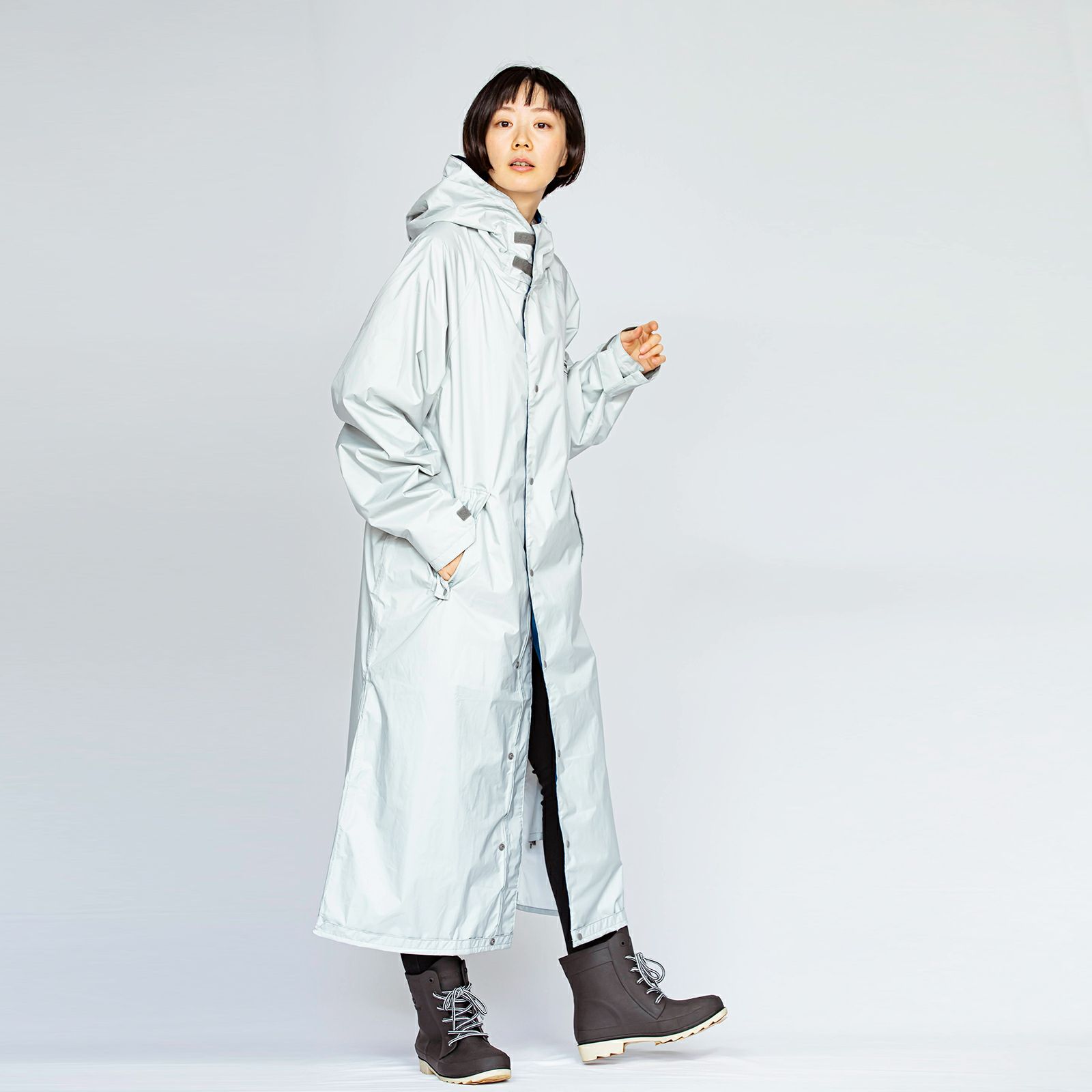 ［女性モデルのサイズ］身長:168cm 着用サイズ：L ／（長靴）6437 ピラルク レインブーツ