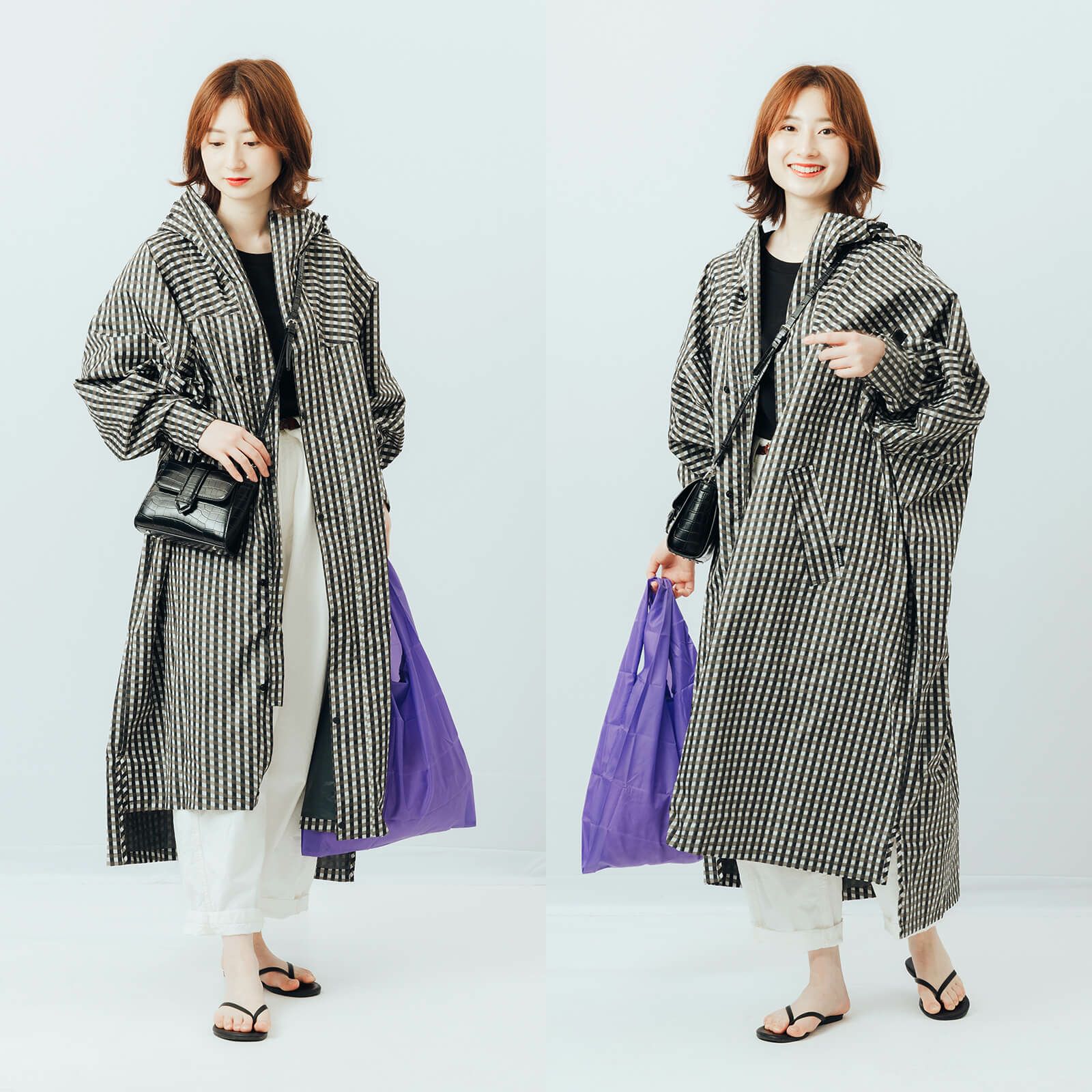 詳細：着用イメージ ［女性モデルのサイズ］身長:163cm 着用サイズ：L 着用カラー：ギンガム